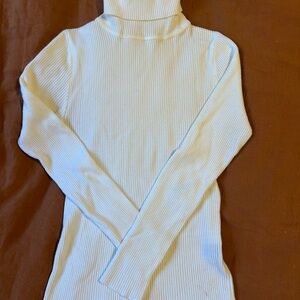 SHEIN Cream Ribbed Turtleneck Sweater